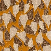folhas amareladas caídas sazonais de outono padrão vetorial sem costura para tecidos, estampas, embalagens e cartões vetor