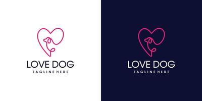 design de logotipo de animal de estimação com vetor premium de conceito de amor e localização