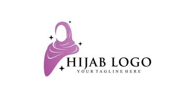 design de logotipo hijab para mulher muçulmana com vetor premium de conceito moderno