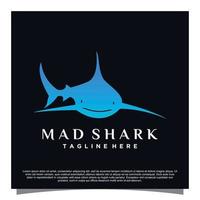 vetor premium de design de logotipo de tubarão louco