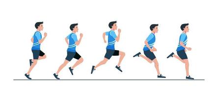 coleção de esporte de conjunto de sprite de animação de ilustração de homem correndo vetor