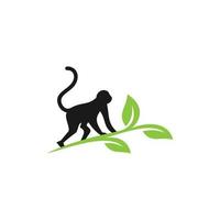 ilustração de folha de macaco logotipo animal vetor