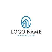 letra c logotipo simples home realty vetor