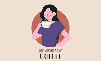 dia internacional da ilustração do café vetor desenhado à mão