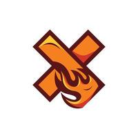letra x queimar fogo moderno logotipo simples vetor
