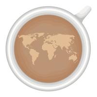 xícara de café com mapa do mundo vetor