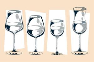 quatro ícones de bebidas de vinho vetor