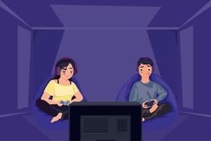casal jogando videogame vetor