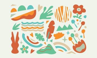 doodle moderno na moda e ilustração vetorial de ícones abstratos da natureza vetor