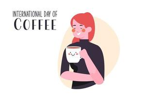 dia internacional da ilustração do café vetor desenhado à mão