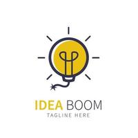 logotipo do boom. ilustração de uma lâmpada em forma de bomba vetor