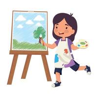 menina pintando imagem vetor