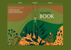 conjunto de desenhos de capa de livro sobre o tema da natureza com silhuetas de folhas. fundo estético vetor