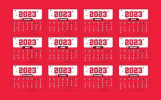 calendário anual 2023 modelo de vetor eps pronto para impressão, calendário de 12 meses.