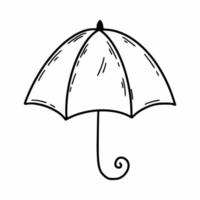 guarda-chuva bonito. ilustração vetorial doodle. ícone preto e branco. tempo. esboço à mão. acessório de outono. vetor