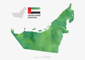 Mapa grátis de Watercolor UAE do vetor grátis