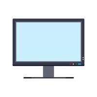 ícone de vetor de exibição de exibição frontal da tela do monitor. acima do branco isolado eletrônico do computador. escritório de equipamento de dispositivo de pc plano
