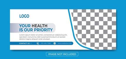 capa do facebook do centro de saúde médica. design de modelo de banner de anúncio da web de linha do tempo de página. vetor de banner do linkedin