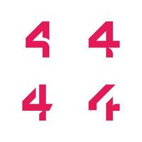 elementos de modelo de design de ícone de logotipo simples número 4 vetor