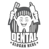 desenho preto e branco sorrindo dente logo.é conceito de atendimento odontológico. vetor