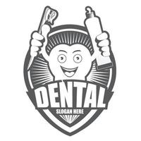 desenho preto e branco sorrindo dente logo.é conceito de sorriso feliz. vetor