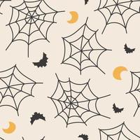 teia de aranha desenhada à mão e padrão perfeito de morcego, fundo bonito de halloween, ótimo para banners, papéis de parede, embalagens - imagem vetorial. vetor