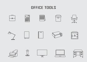 ferramentas de escritório definir traço de ícone para web design vetor