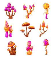 cogumelos mágicos de fada de fantasia, fungos vetoriais