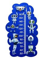 gráfico de altura de crianças com robôs e droids de desenho animado vetor