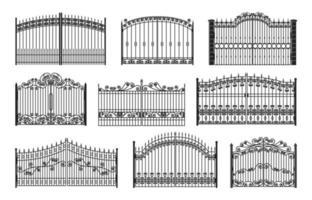 portões de ferro, grades decoradas em metal gótico forjado vetor