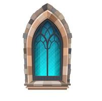 janela de desenho animado do castelo medieval ou catedral vetor