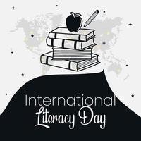 Dia Internacional da Alfabetização, 8 de setembro. vetor de ilustração de logotipo de livro aberto.