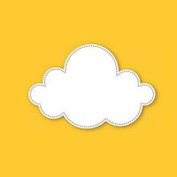 adesivo de nuvem branca isolado na bolha do discurso amarelo. ilustração vetorial vetor