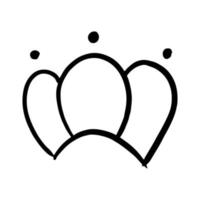 mão desenhada coroa vector doodle rainha símbolo. luxo esboço arte real ícone rei e majestosa tiara monarca sinal. ilustração de linha do reino monarca e elemento preto de desenho de joias isoladas