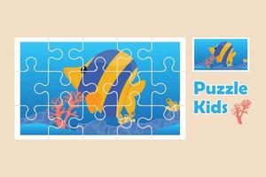um jogo de quebra-cabeça de peixe nemo para crianças. conceito de quebra-cabeça de crianças. ilustração vetorial plana isolada.