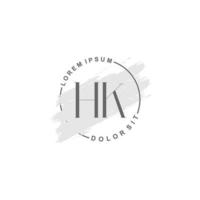 logotipo minimalista inicial hk com pincel, logotipo inicial para assinatura, casamento, moda, beleza e salão. vetor