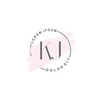 logotipo minimalista inicial kj com pincel, logotipo inicial para assinatura, casamento, moda. vetor