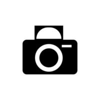 ícone de vetor de foto e ilustração de símbolo de fotografia. tecnologia de imagem de filme de câmera e sinal de imagem da web. lente de armação de fotógrafo e elemento simples de equipamento plano. captura de dispositivo preta e isolada