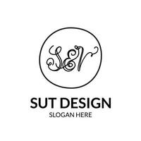 o logotipo das iniciais sv com uma arte de linha de estilo minimalista e elegante vetor