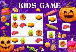 jogo infantil sudoku com doces e doces de halloween vetor