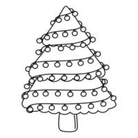 doodle árvore de natal com um padrão para decoração, design de cartões, convites vetor