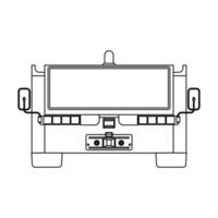 contorno de ilustração de ícone de vetor de transporte de caminhão de reboque do aeroporto. veículo aviação serviço transporte isolado linha branca fina