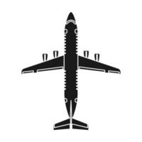 avião viagens vetor ícone ilustração transporte preto sólido. símbolo de aeronave e transporte de avião voar isolado branco