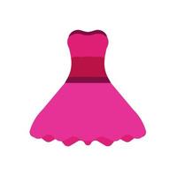 ícone de vetor de design de moda de vestido de mulher. arte de menina de roupa rosa elegante. símbolo de desgaste bonito de verão romântico isolado