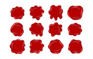 conjunto de ícones de selo de cera de carimbo de lacre vermelho vetor