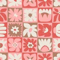 padrão floral sem costura com mão desenhando flores silvestres. retalhos rosa simples. design botânico para tecidos, mosaico de azulejos, scrapbooking. ilustração vetorial vetor