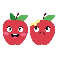 conjunto de maçãs vermelhas com um sorriso vetor