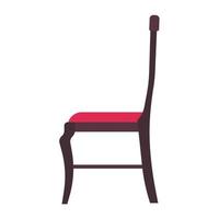 vista lateral do ícone do vetor vermelho cadeira clássica. interior de casa de móveis isolado. sala de luxo retrô sentar. banqueta plana sofá de desenho animado