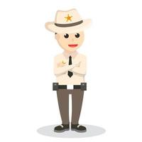 personagem de design de pose de xerife em fundo branco vetor