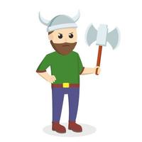 soldado viking com personagem de design de machado em fundo branco